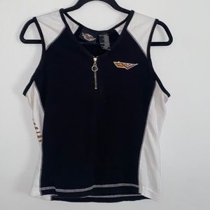 Vintage Harley Davidson Zip Up Racer Tank Top L